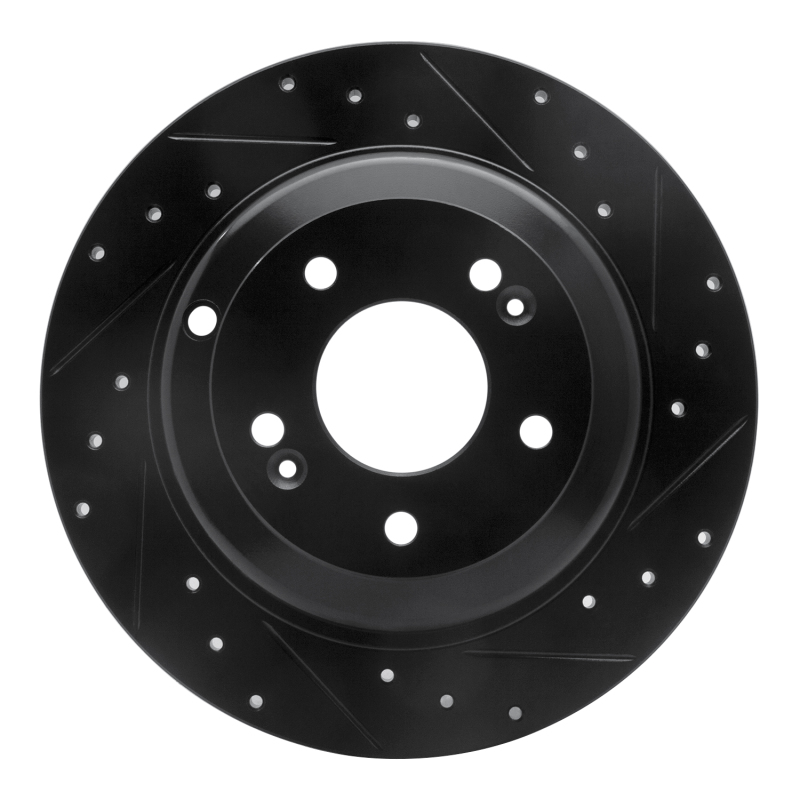 Hyundai Genesis Coupe Brake Rotor (1) - Rear Right - R1 Concepts - Drilled & Slotted - Black - `10-`16